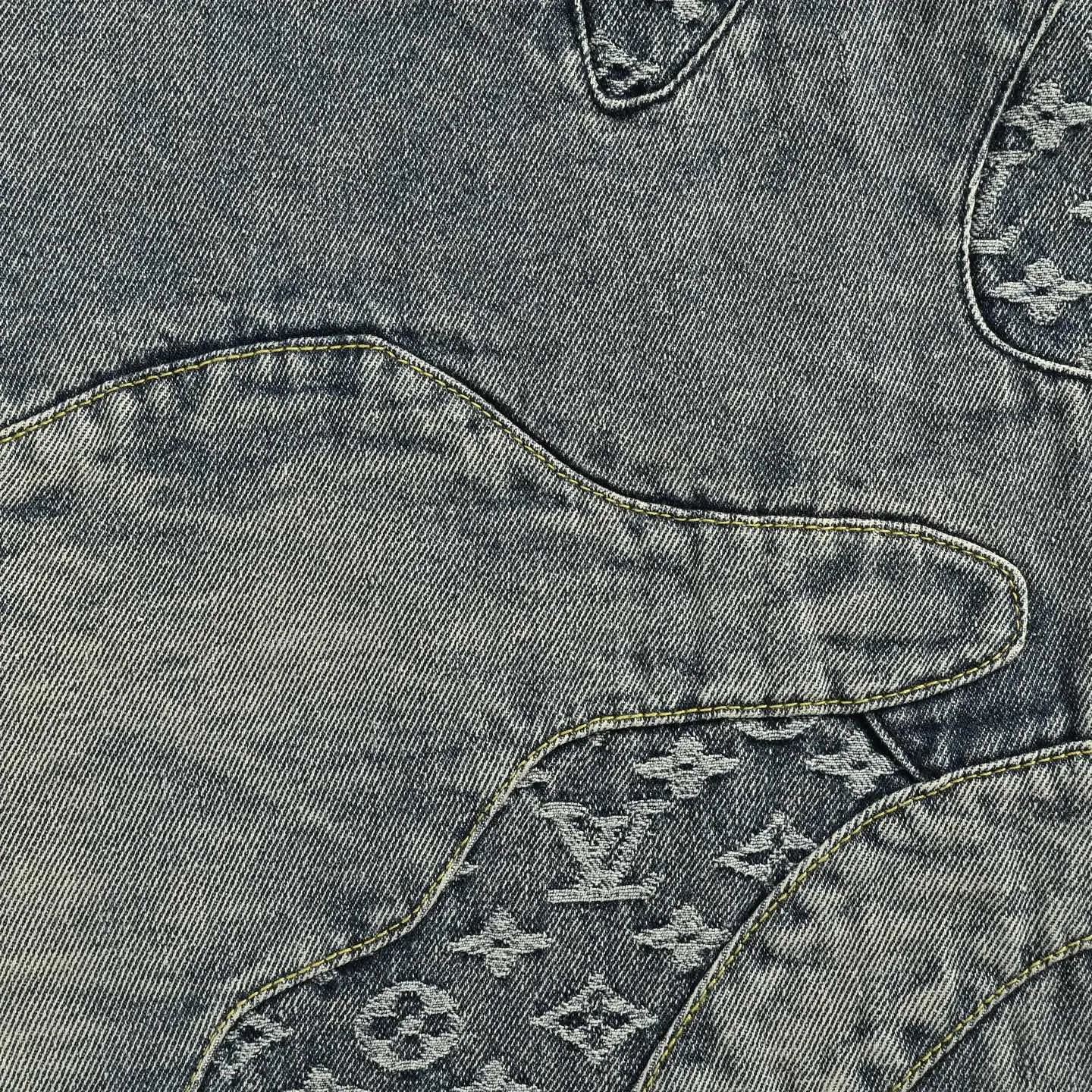 Louis Vuitton/Louis Vuitton love leather brand old flower jacquard jeans